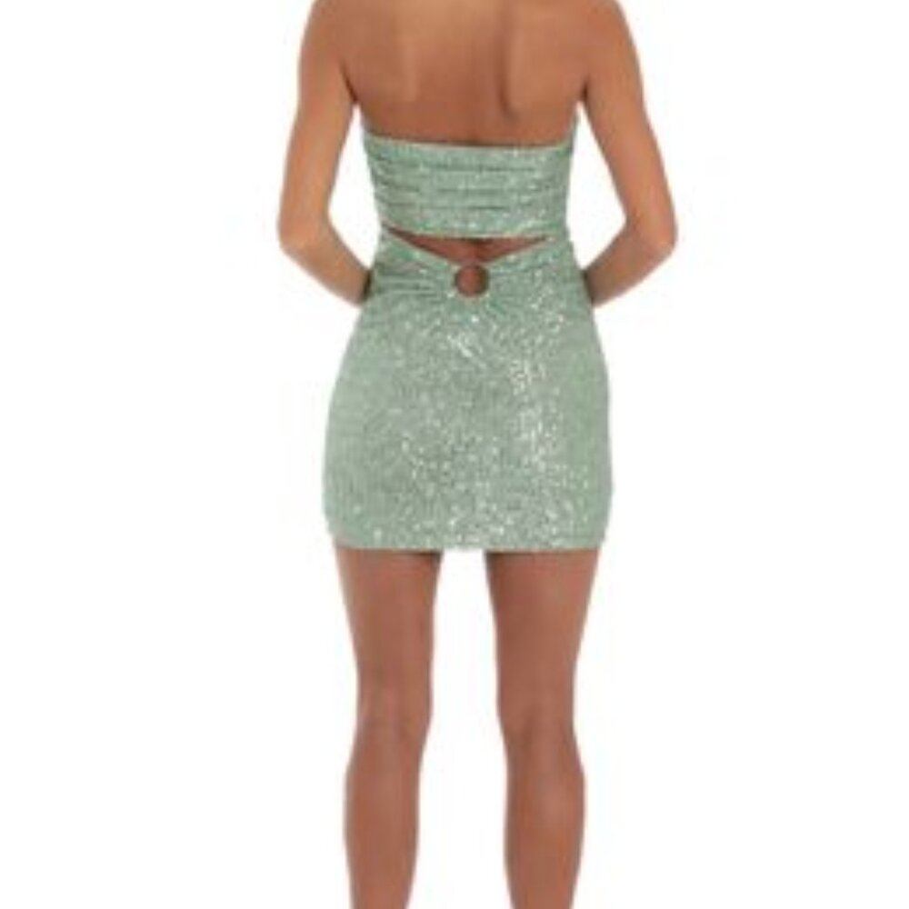 Lucy in the Sky Latica Sequin Strapless Mini Dress in Green